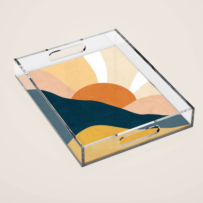 Warm Boho mountain sunset Acrylic Tray Gallery Image 1