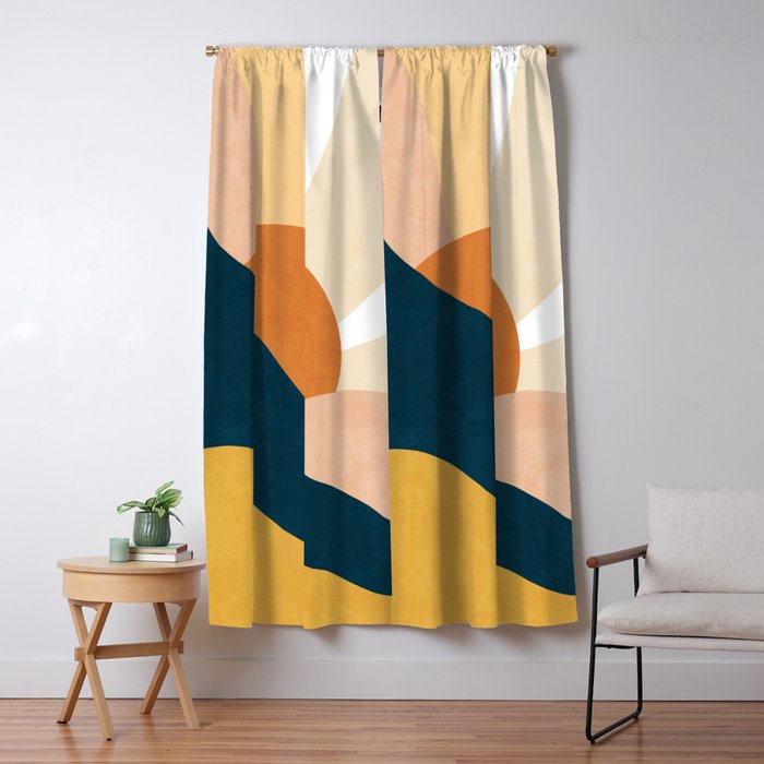Warm Boho mountain sunset Window Curtain Gallery Image 5