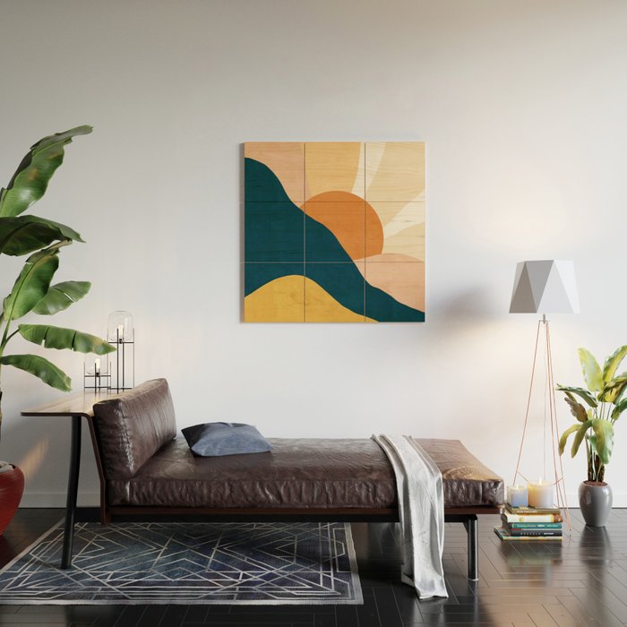 Warm Boho mountain sunset Wood Wall Art Gallery Image 2