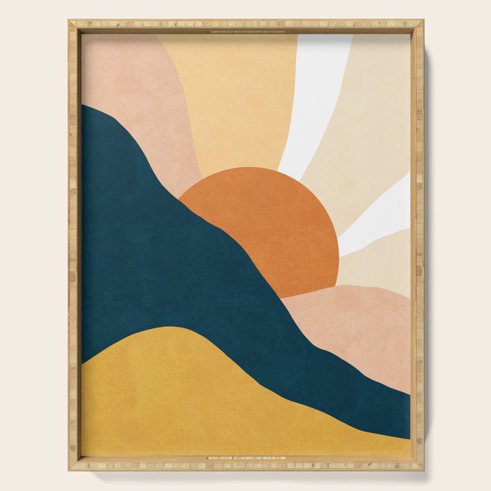 Warm Boho mountain sunset Serving Tray Gallery Image 1