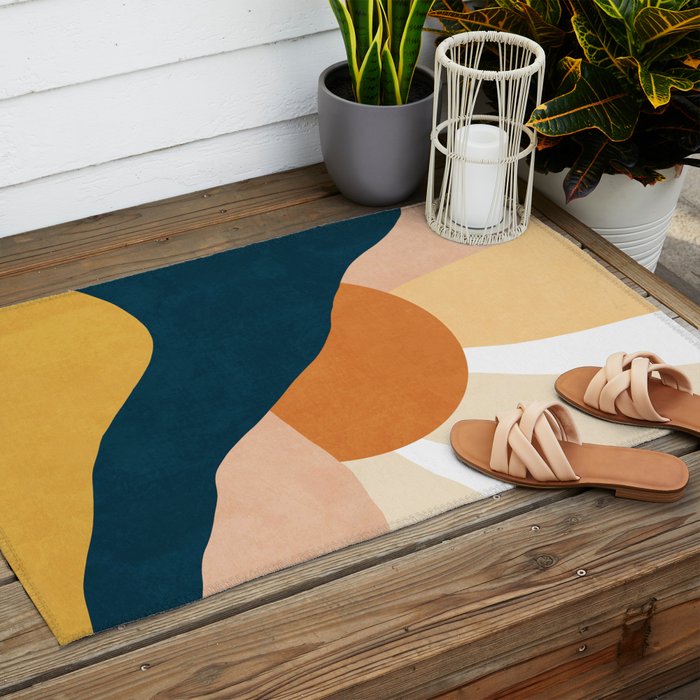 Warm Boho mountain sunset Outdoor Rug Gallery Image 2