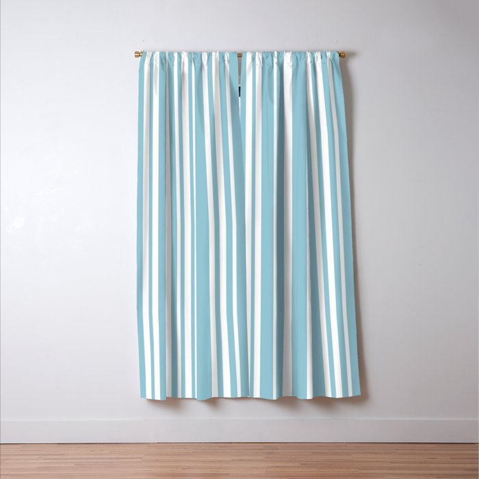 Classic Stripes XXXV - Sky Blue Window Curtain Gallery Image 3
