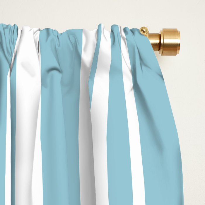 Classic Stripes XXXV - Sky Blue Window Curtain Gallery Image 2
