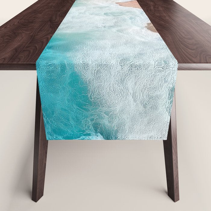 Peach Sand and Blue Sea - Coastal Aerial Photography Table Runner Gallery Image 1