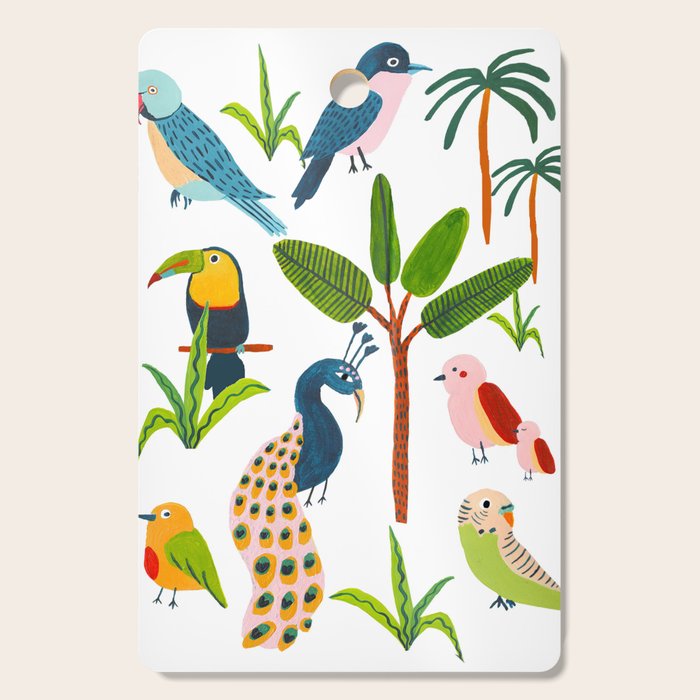 Jungle Birds Species Cutting Board Gallery Image 1