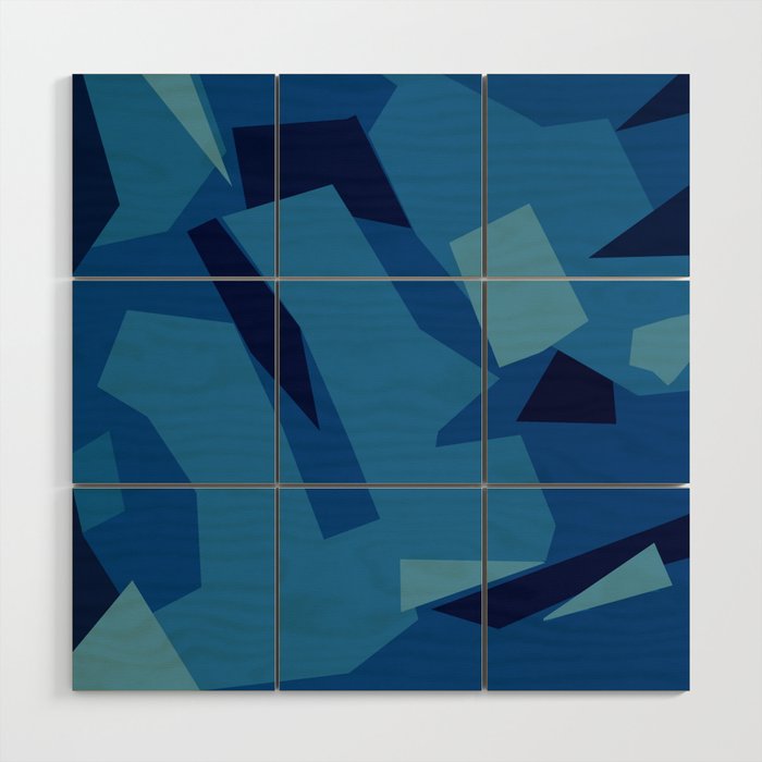 Peckham Blue Abstract Map Wood Wall Art Gallery Image 1