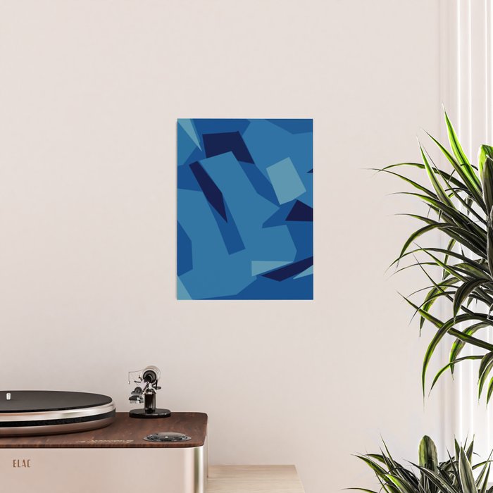 Peckham Blue Abstract Map Poster Gallery Image 2