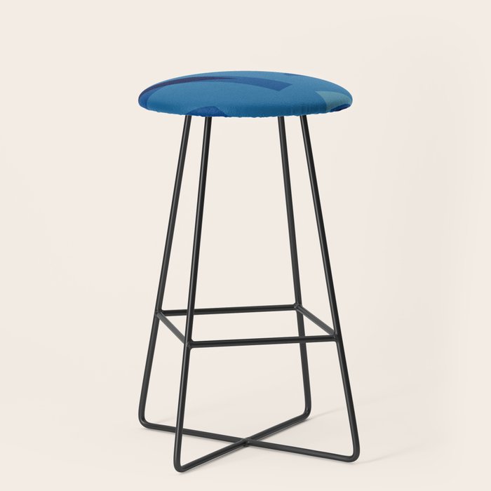 Peckham Blue Abstract Map Stool Gallery Image 1