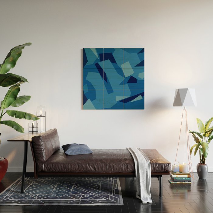 Peckham Blue Abstract Map Wood Wall Art Gallery Image 2
