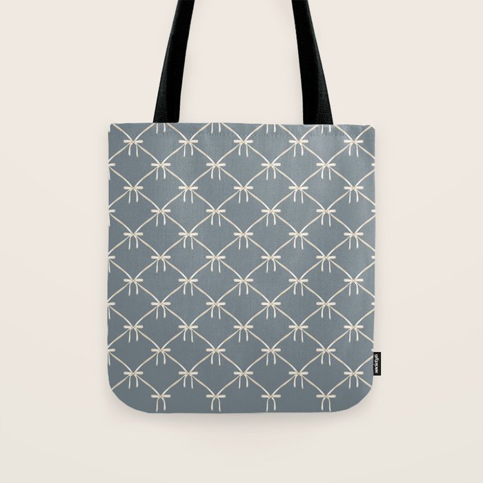 Bows & Ribbons Pattern LXI Neutral Grey Tote Bag Gallery Image 1