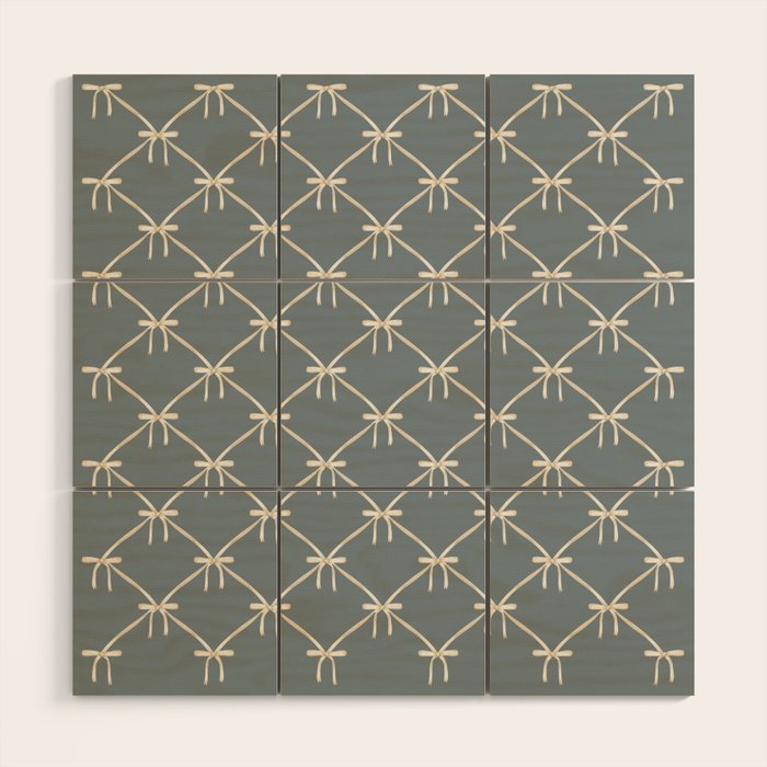 Bows & Ribbons Pattern LXI Neutral Grey Wood Wall Art Gallery Image 1