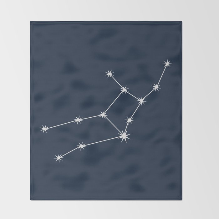 Virgo Zodiac Star Constellation Line Art Dark Blue Throw Blanket Gallery Image 2