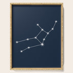 Virgo Zodiac Star Constellation Line Art Dark Blue Serving Tray Gallery Image 1