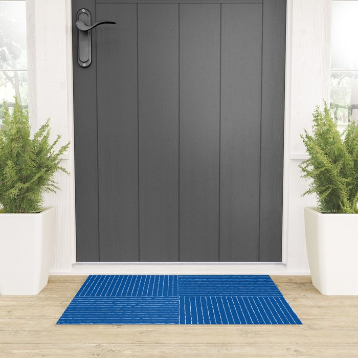 Lines III (Sapphire Blue) Welcome Mat Gallery Image 3