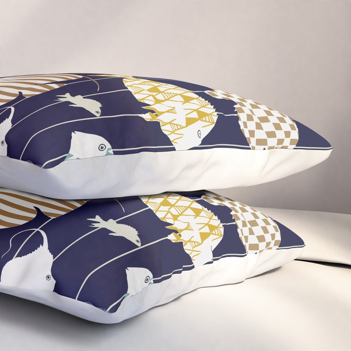 Fresh fish on dark navy blue pattern Pillow Sham Gallery Image 3