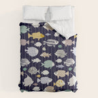 Fresh fish on dark navy blue pattern Duvet Cover Gallery Image 6