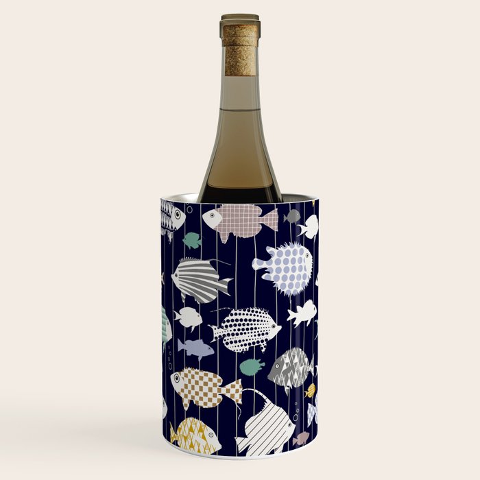 Fresh fish on dark navy blue pattern Wine Chiller Gallery Image 3