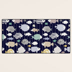 Fresh fish on dark navy blue pattern Desk Mat Gallery Image 3