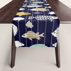 Fresh fish on dark navy blue pattern Table Runner Gallery Image 1