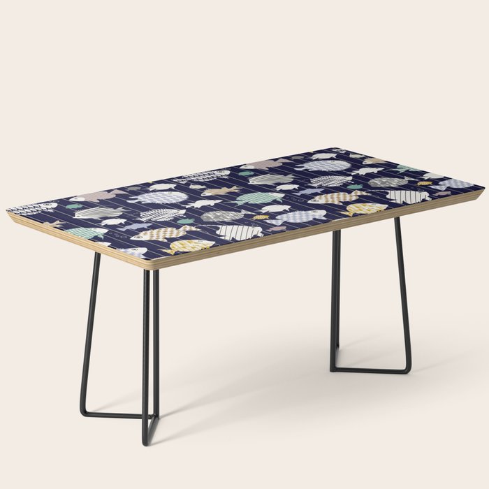Fresh fish on dark navy blue pattern Coffee Table Gallery Image 1