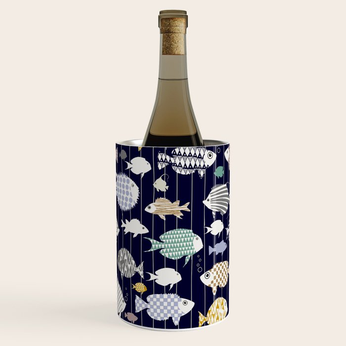 Fresh fish on dark navy blue pattern Wine Chiller Gallery Image 1