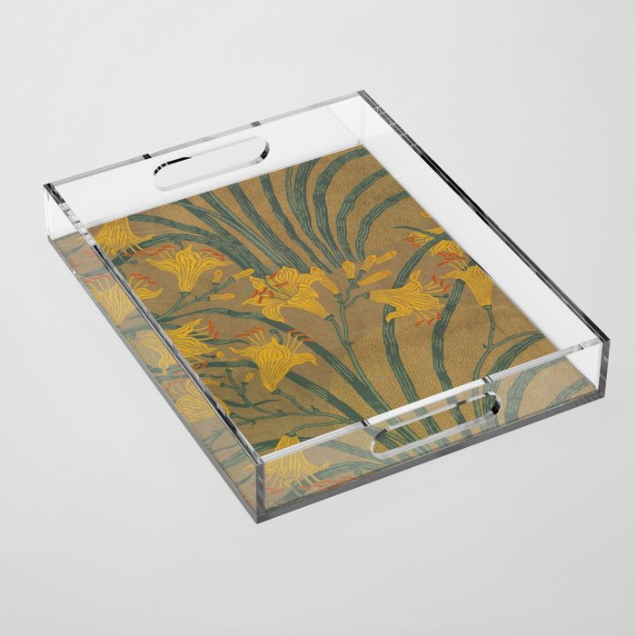 Day Lilies II by Walter Crane Acrylic Tray Gallery Image 1