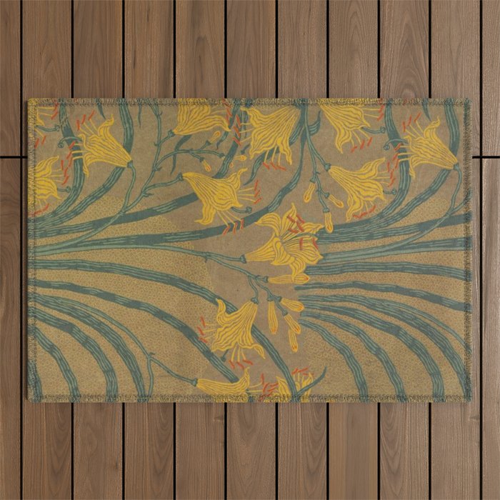 Day Lilies II by Walter Crane Outdoor Rug Gallery Image 1