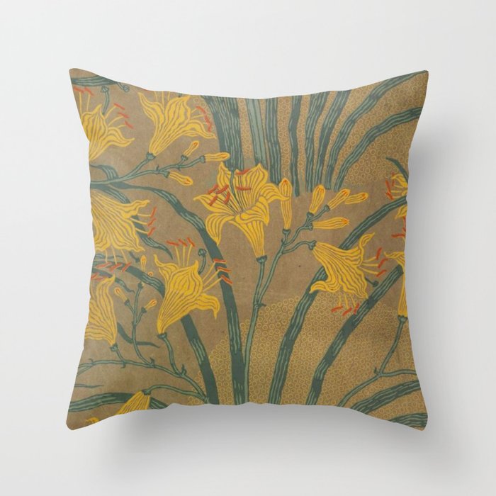 Day Lilies II by Walter Crane Throw Pillow Gallery Image 6