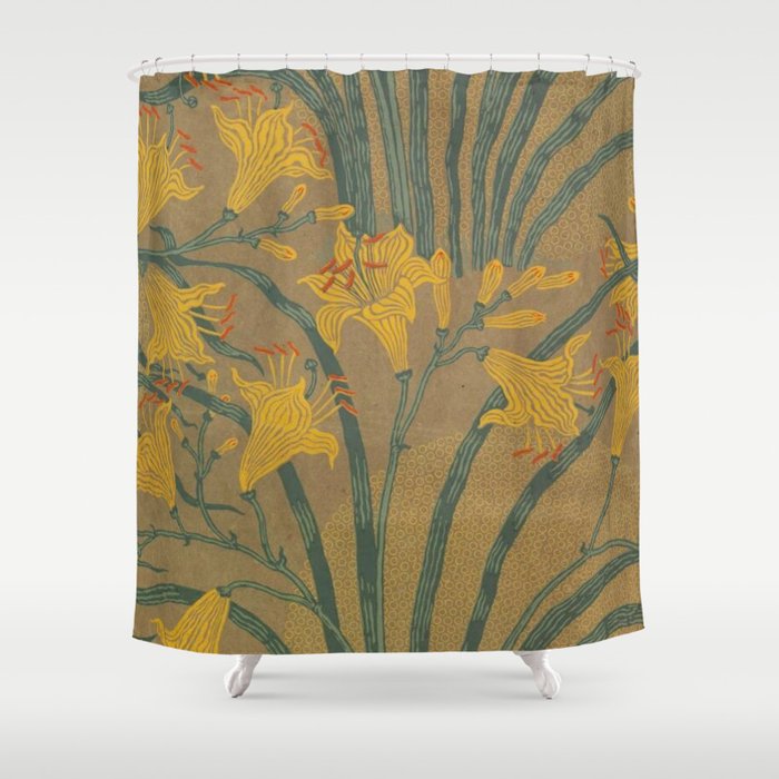 Day Lilies II by Walter Crane Shower Curtain Gallery Image 1