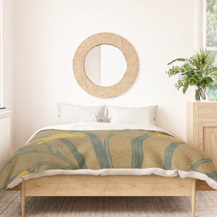 Day Lilies II by Walter Crane Duvet Cover Gallery Image 3