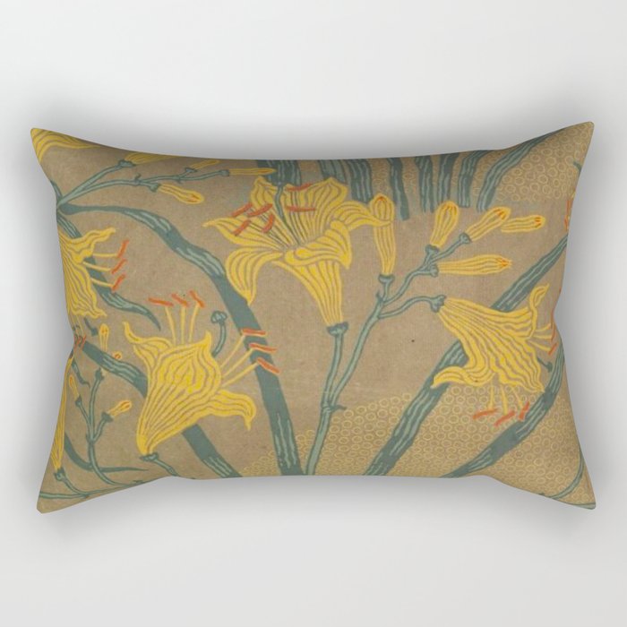 Day Lilies II by Walter Crane Rectangular Pillow Gallery Image 2