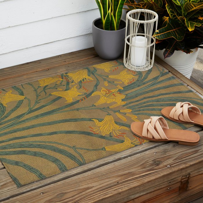 Day Lilies II by Walter Crane Outdoor Rug Gallery Image 2