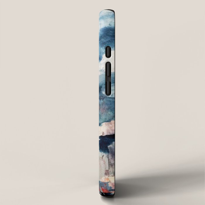 Before the Storm - an abstract acrylic and ink piece in blues, white, pink, and red iPhone Case Gallery Image 2