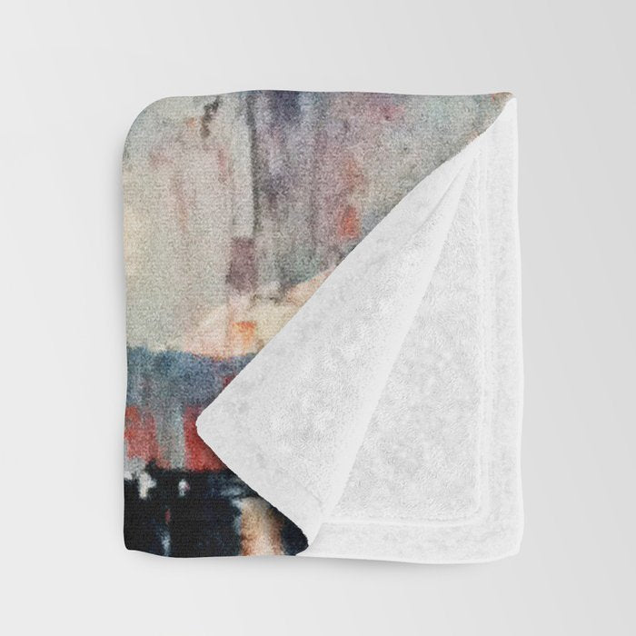 Before the Storm - an abstract acrylic and ink piece in blues, white, pink, and red Throw Blanket Gallery Image 3