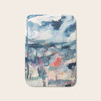 Before the Storm - an abstract acrylic and ink piece in blues, white, pink, and red Bath Mat Gallery Image 1