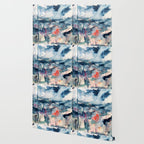 Before the Storm - an abstract acrylic and ink piece in blues, white, pink, and red Wallpaper Gallery Image 2