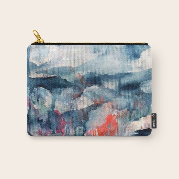 Before the Storm - an abstract acrylic and ink piece in blues, white, pink, and red Carry All Pouch Gallery Image 1