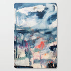Before the Storm - an abstract acrylic and ink piece in blues, white, pink, and red Cutting Board Gallery Image 1