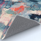 Before the Storm - an abstract acrylic and ink piece in blues, white, pink, and red Rug Gallery Image 4