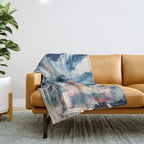 Before the Storm - an abstract acrylic and ink piece in blues, white, pink, and red Throw Blanket Gallery Image 1