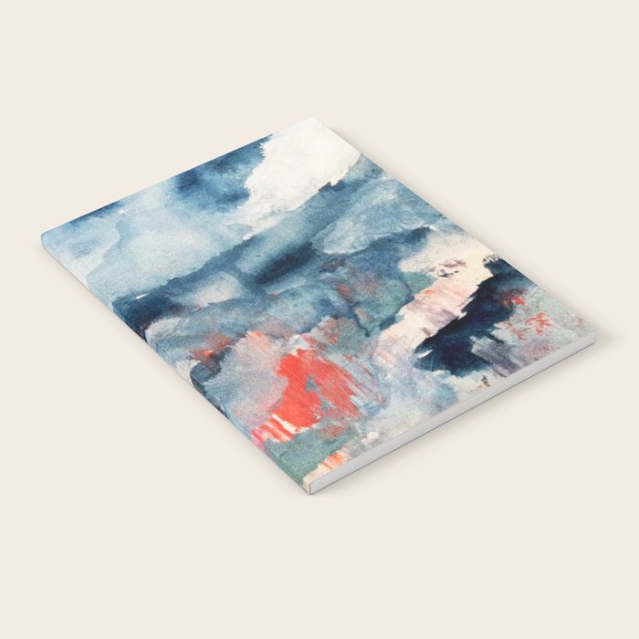 Before the Storm - an abstract acrylic and ink piece in blues, white, pink, and red Notebook Gallery Image 2
