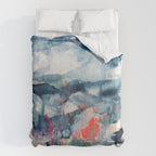 Before the Storm - an abstract acrylic and ink piece in blues, white, pink, and red Comforter Gallery Image 6