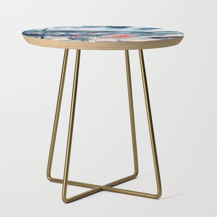 Before the Storm - an abstract acrylic and ink piece in blues, white, pink, and red Side Table Gallery Image 1