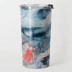 Before the Storm - an abstract acrylic and ink piece in blues, white, pink, and red Travel Mug Gallery Image 2