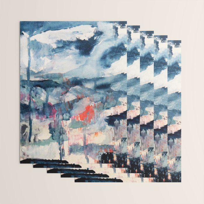 Before the Storm - an abstract acrylic and ink piece in blues, white, pink, and red Wrapping Paper Gallery Image 3