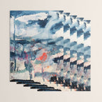 Before the Storm - an abstract acrylic and ink piece in blues, white, pink, and red Wrapping Paper Gallery Image 3