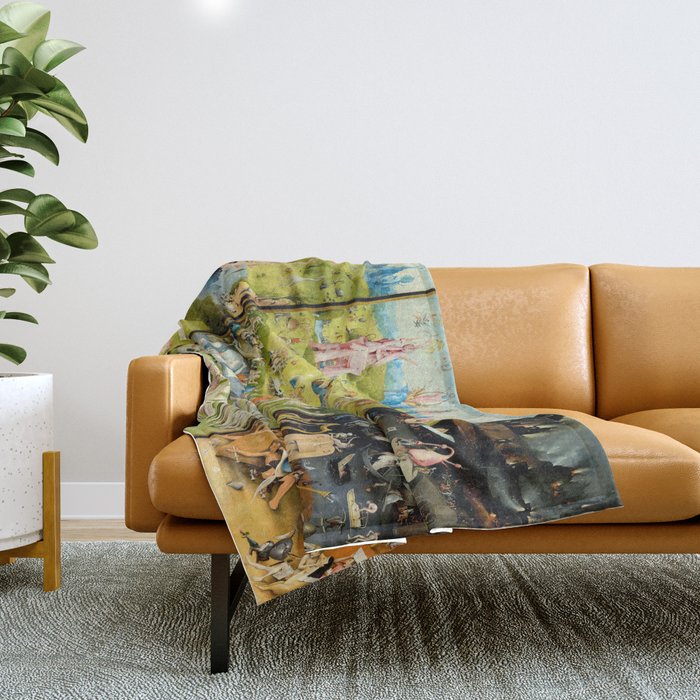 The Garden of Earthly Delights by Bosch Throw Blanket Gallery Image 1