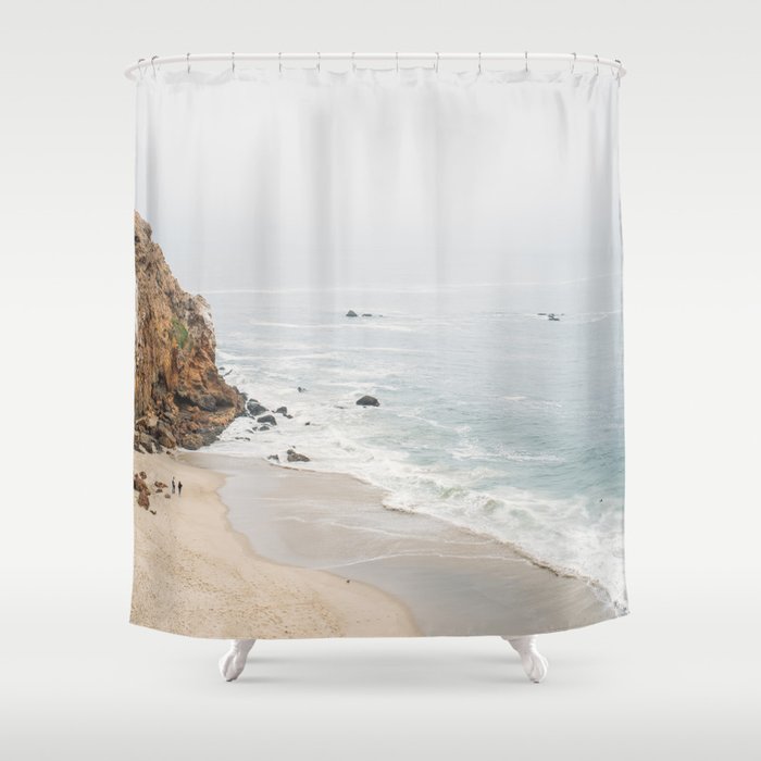 Coast in Malibu Print - Point Dume Pirate's Cove Beach - Coastal Boho Shower Curtain Gallery Image 1