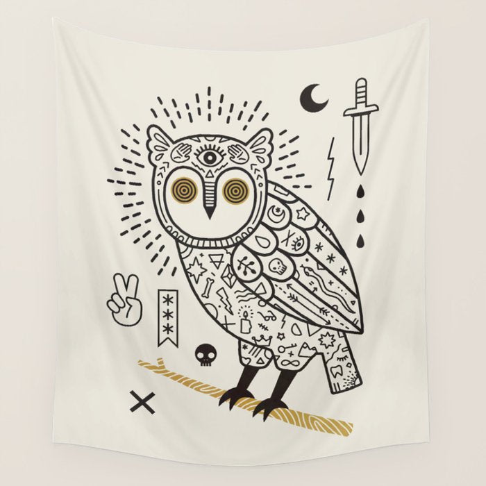 Hypno Owl Wall Tapestry Gallery Image 4