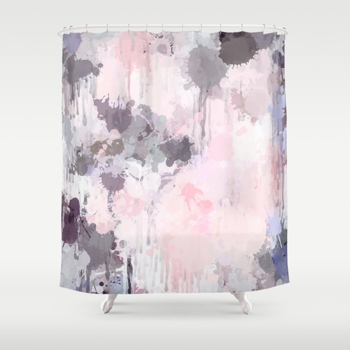 Modern Contemporary soft Pastel Pink Grey Abstract Shower Curtain Gallery Image 1